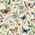 Floral Butterflies Scene Fabric Panel 9
