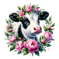 Floral Cows Fabric Panel 5