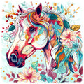 Floral Horse Fabric Panel