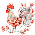 Floral Rooster Fabric Panel 1
