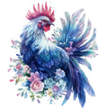 Floral Rooster Fabric Panel 12