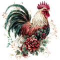 Floral Rooster Fabric Panel 15