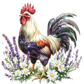 Floral Rooster Fabric Panel 17