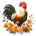 Floral Rooster Fabric Panel 5