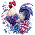 Floral Rooster Fabric Panel 8