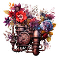 Floral Steampunk Fabric Panel 9