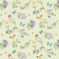 Flower Sprigs Tossed - Green/Multi Fluttering Florals Cotton 43"/44" Fabric Per Yard