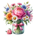 Flowers in a Jar Fabric Panel 1