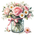 Flowers in a Jar Fabric Panel 11