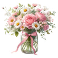 Flowers in a Jar Fabric Panel 14