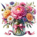 Flowers in a Jar Fabric Panel 2