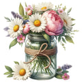 Flowers in a Jar Fabric Panel 20
