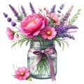 Flowers in a Jar Fabric Panel 22