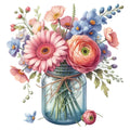 Flowers in a Jar Fabric Panel 23