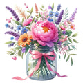 Flowers in a Jar Fabric Panel 8