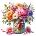 Flowers in a Jar Fabric Panel 9