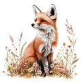 Foxes in Wildflowers Fabric Panel 2