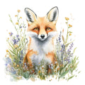 Foxes in Wildflowers Fabric Panel 3
