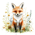 Foxes in Wildflowers Fabric Panel 4