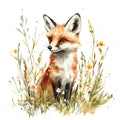 Foxes in Wildflowers Fabric Panel 5
