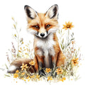 Foxes in Wildflowers Fabric Panel 7