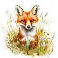 Foxes in Wildflowers Fabric Panel 8