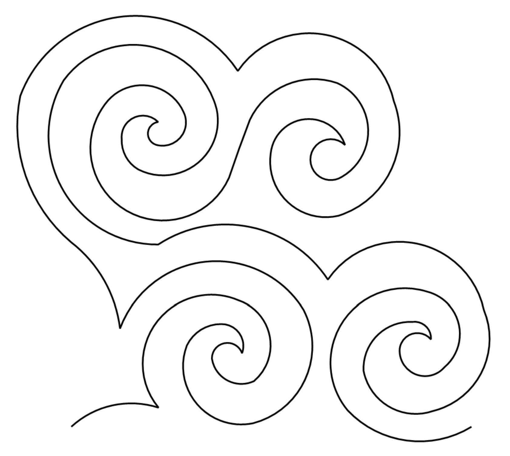 Freehand Swirls Digital E2E Pantograph for Quilting