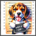 Funny Dog Mugshots Beagle Fabric Panel