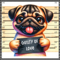 Funny Dog Mugshots Pug Fabric Panel