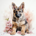 German Shepherd with Flowers Fabric Panel 2