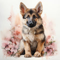 German Shepherd with Flowers Fabric Panel 3
