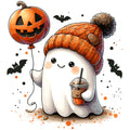 Ghost and Pumpkin Fabric Panel 1