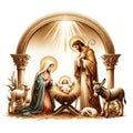 Golden Nativity Fabric Panel 1