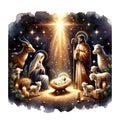 Golden Nativity Fabric Panel 12