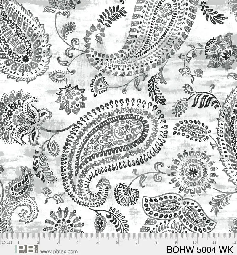 Grey Bohemia Cotton Wideback Fabric per yard