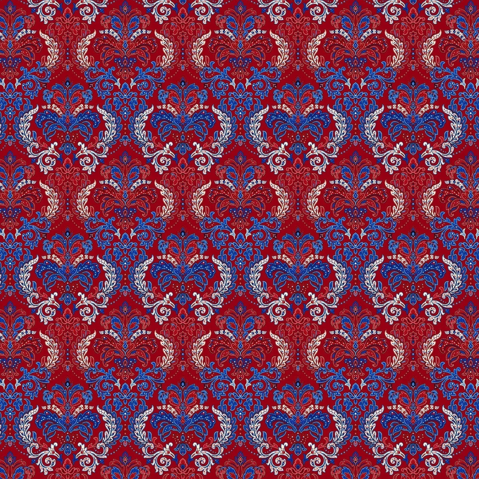 Red Liberty Hill Damask Cotton Wideback Fabric per yard