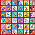 Red Multi My Silly Monster ABCs Blocks Cotton 43"/44" Fabric Per Yard