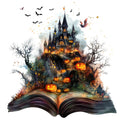 Halloween Books Fabric Panel 11