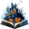 Halloween Books Fabric Panel 23