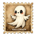 Halloween Postage Stamps Fabric Panel 14