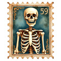 Halloween Postage Stamps Fabric Panel 5