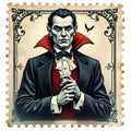 Halloween Postage Stamps Fabric Panel 8