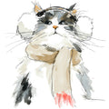 Handdrawn Christmas Cats Fabric Panel 17