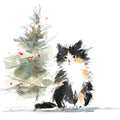 Handdrawn Christmas Cats Fabric Panel 3