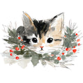 Handdrawn Christmas Cats Fabric Panel 31