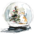 Handdrawn Christmas Cats Fabric Panel 34