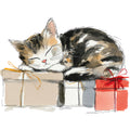 Handdrawn Christmas Cats Fabric Panel 43