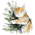 Handdrawn Christmas Cats Fabric Panel 46