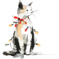 Handdrawn Christmas Cats Fabric Panel 53