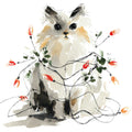 Handdrawn Christmas Cats Fabric Panel 69